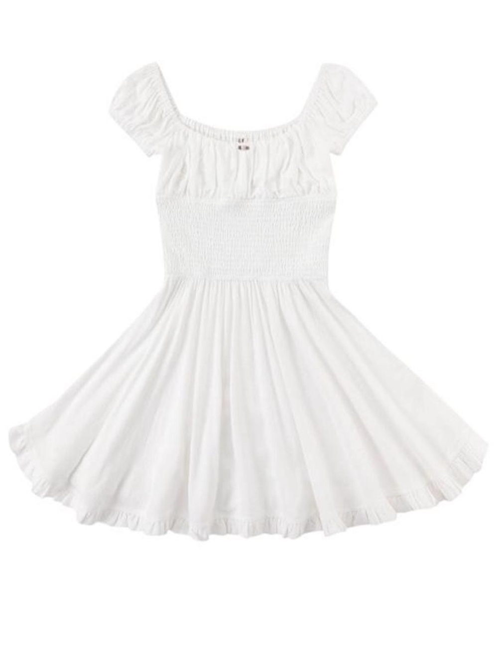 XS Fashion Brand Company Milky Smocked Waist Soft Linen Mini Dress